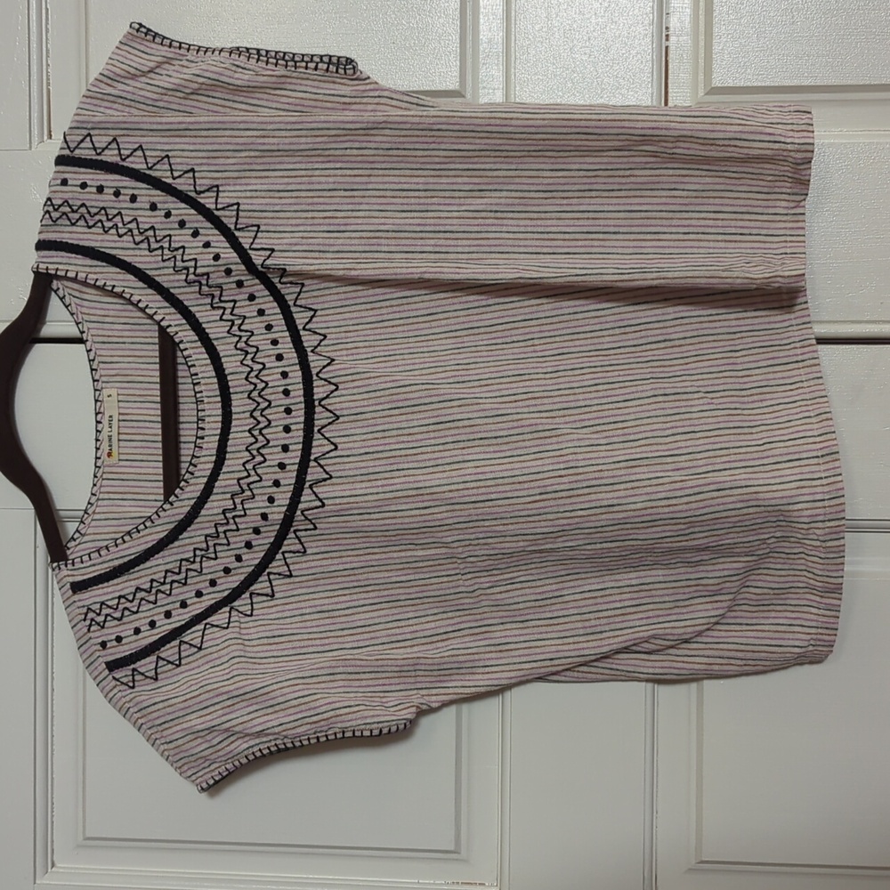 Marine Layer Woman’s White Cap Sleeve Pullover Stripe-Size  S